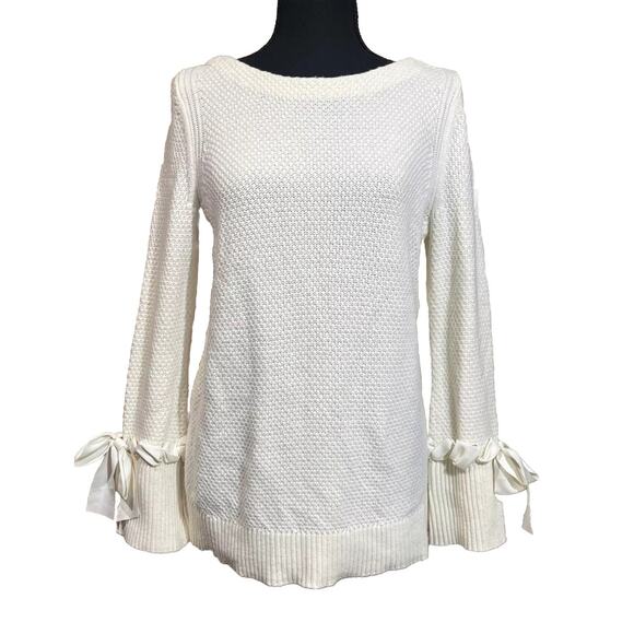 Talbots Tops - Talbots Lambswool Blend Honeycomb Knit Sweater Ivory Size Med Petite Feminine